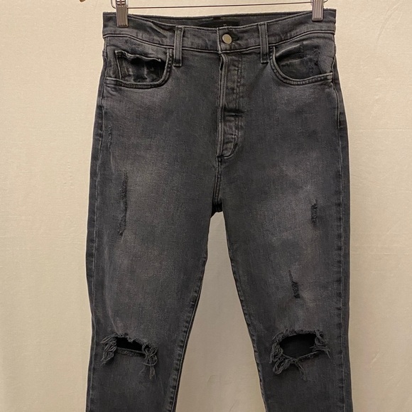 Joe’s Jeans 27 The Honor High Rise Jeans Vintage Straight Archaic Black Fray Hem - Picture 4 of 16
